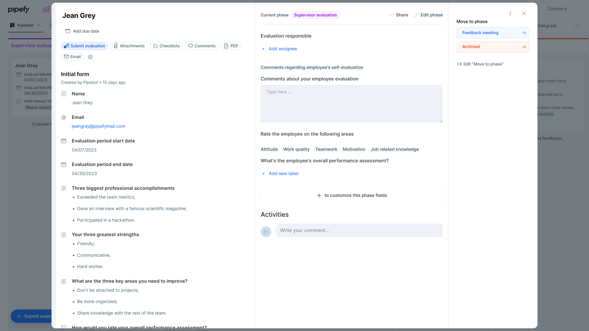 Performance Evaluation Process Template [Free] | Pipefy