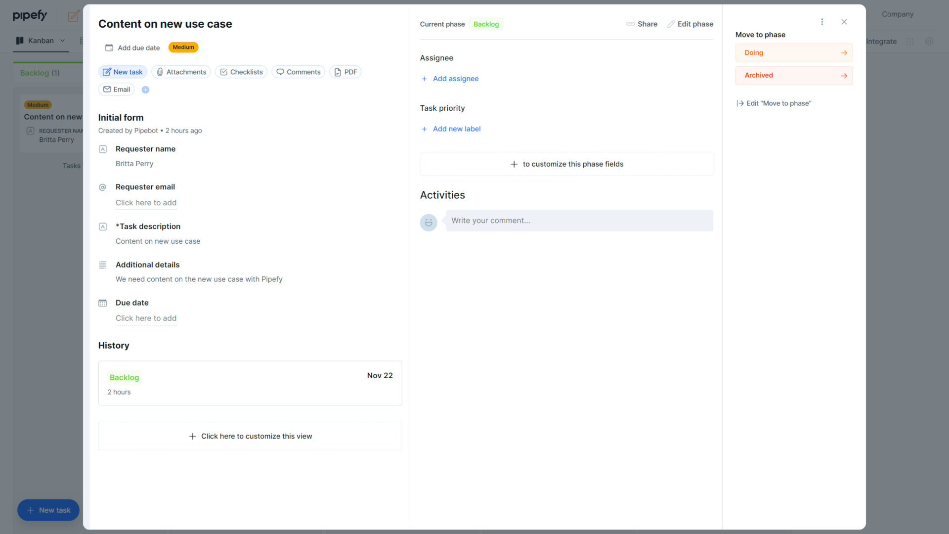 Task Management Template (Free) | Pipefy