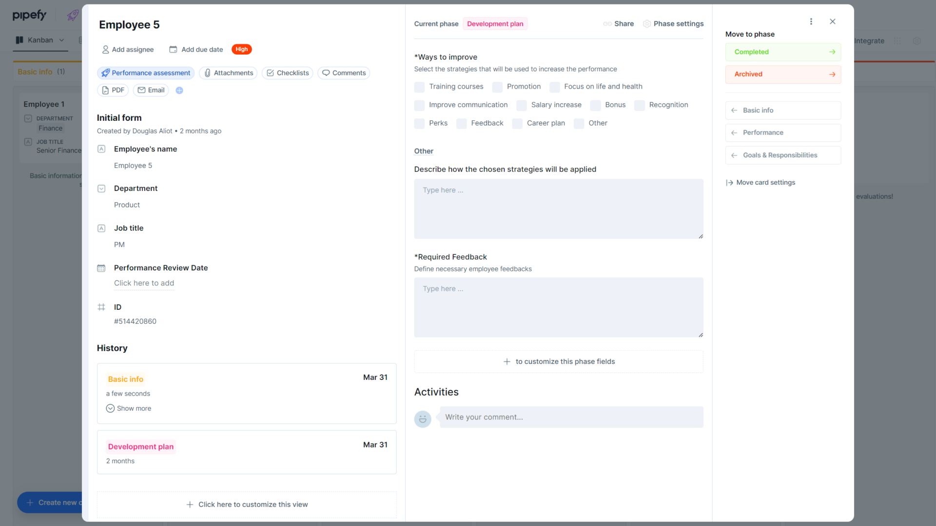 Performance Management Process Template (Free) | Pipefy