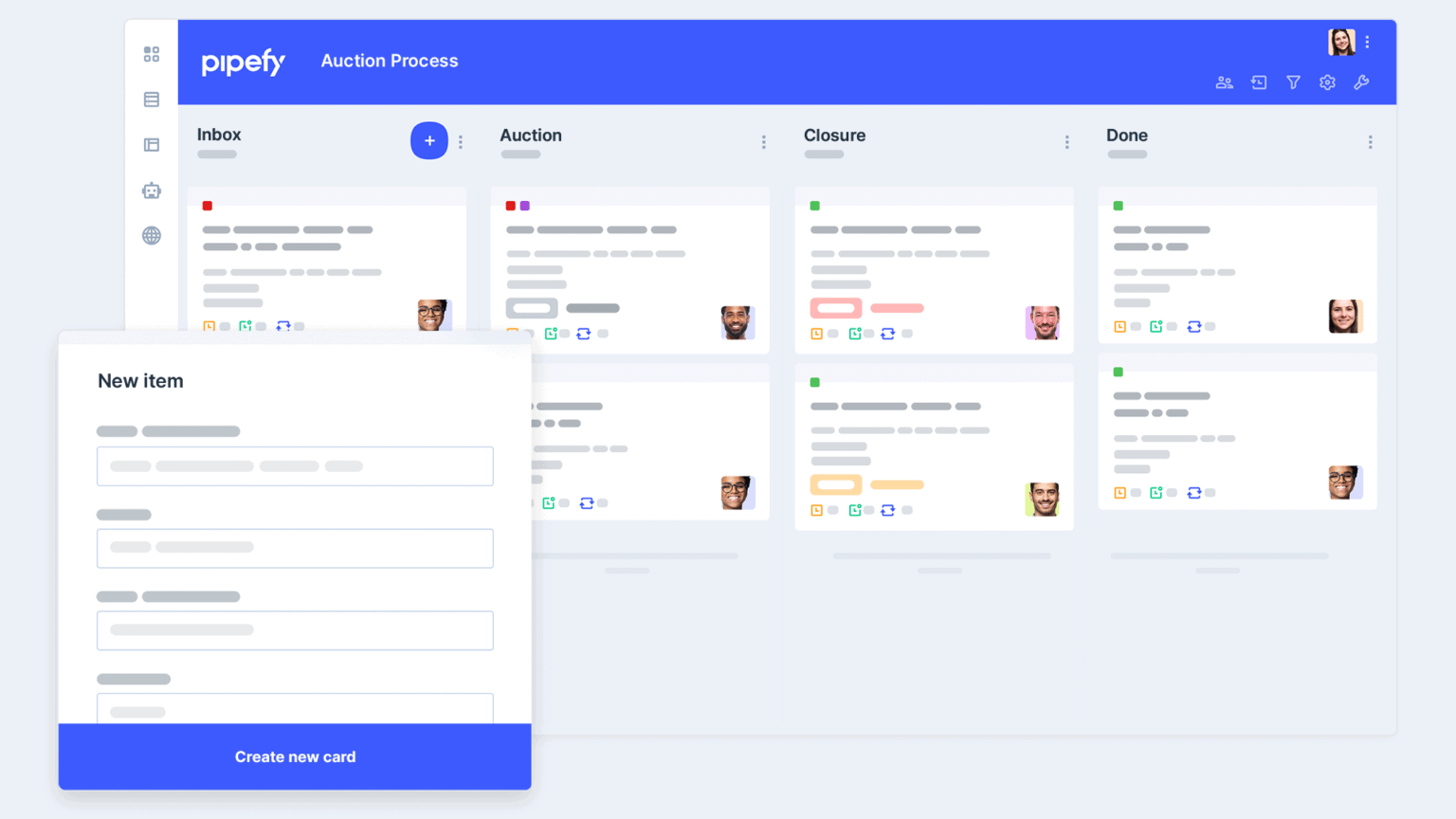 Auction process template