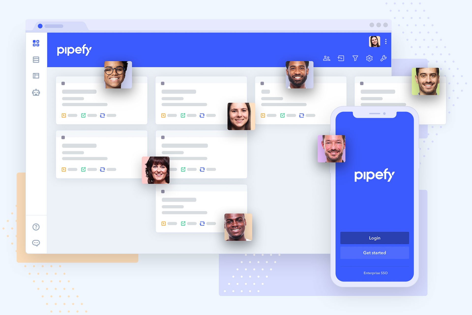 Pipefy's interface like a kanban