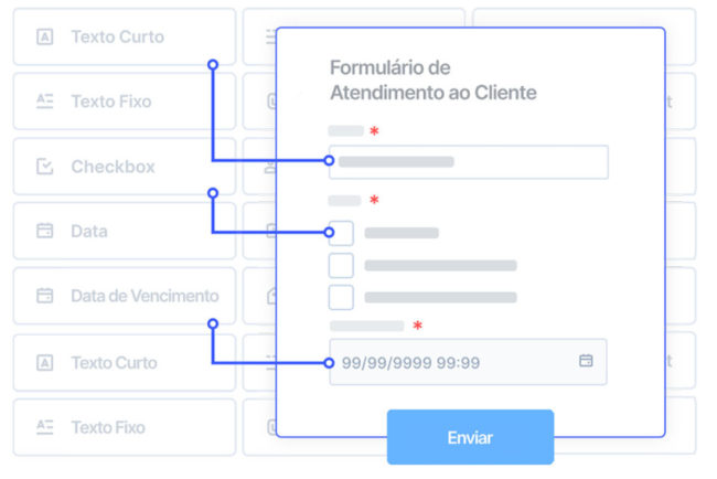 Exemplo de criação de formulário de atendimento ao cliente.