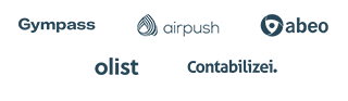 Logos da Gympass, airpush, abeo, olist e Contabilizei.