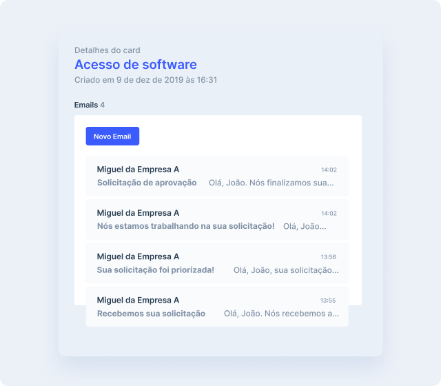 Centralização de emails no card, atualizando o cliente sobre o status da solicitacao