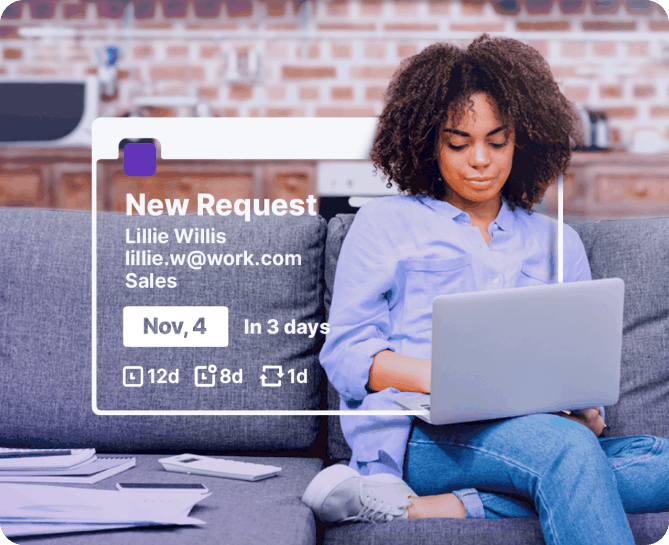 Woman using Pipefy with an open card