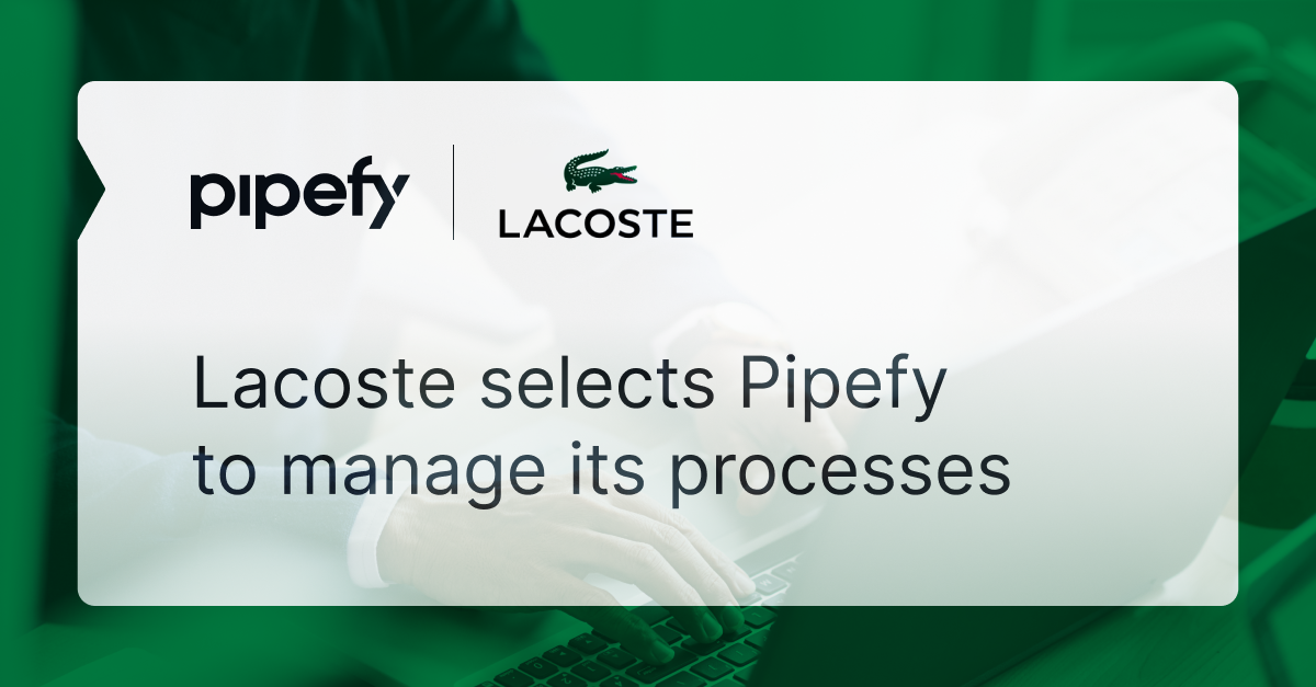 A green banner shows the logos of Lacoste and Pipefy