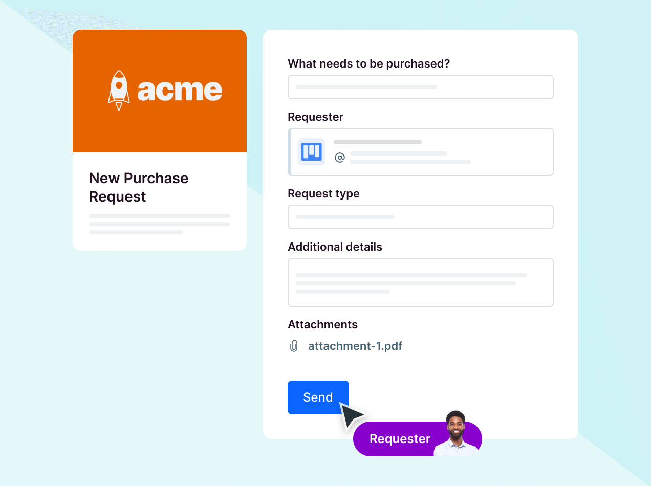 A requester using a Pipefy custom form to standardize purchasing intakes