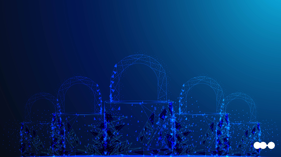 Abstract digital representation of secure data processing, symbolizing the role of AI in banking operations and governance.